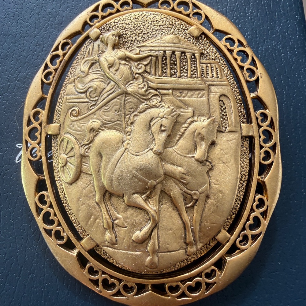 Vintage Gold-tone  Chariot Brooch